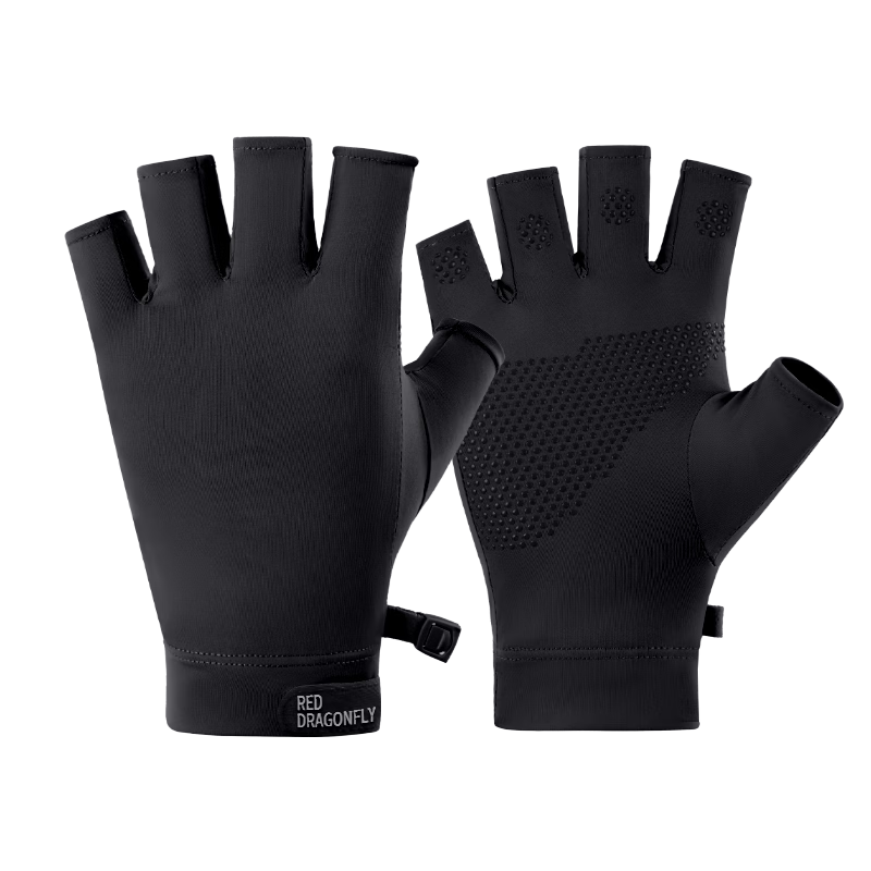 RED DRAGONFLY Sunscreen Half-Finger Gloves Unisex Cycling Fitness Non-Slip Lightweight Sun Protection UV Resistant Touchscreen Ice Silk Gloves