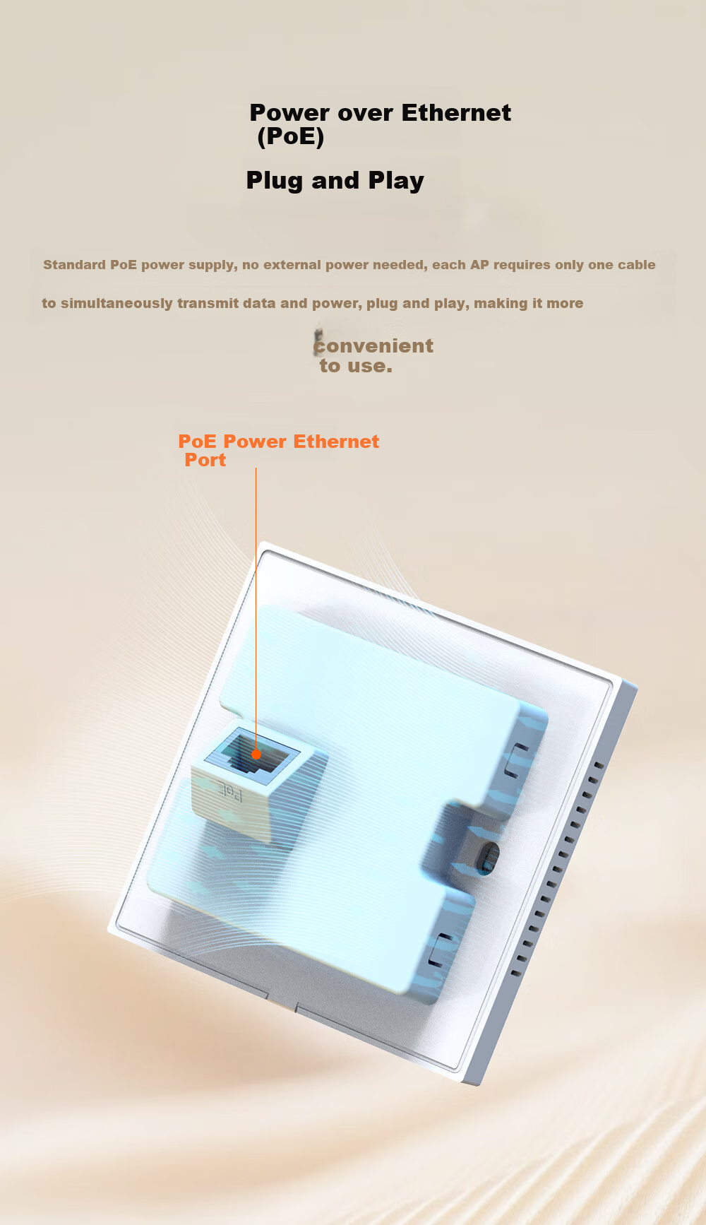 VOLANS AX1500 Gigabit Dual-Band WiFi6 AP Panel Whole-Home WiFi Home Commercial WiFi Socket Large Apartment Villa Hotel PoE Powered AC Management VP1502-W-AX 6