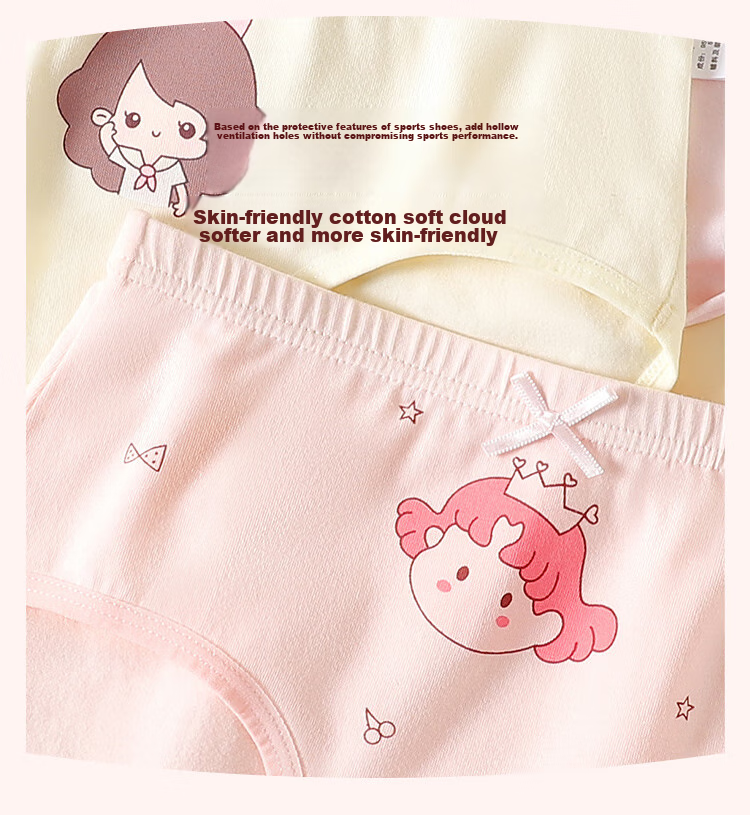 YUZHAOLIN Girls' Underwear, Triangle Panties for Toddlers And Children, No Wedgie, Cotton Shorts for Little Girls, Underpants 3