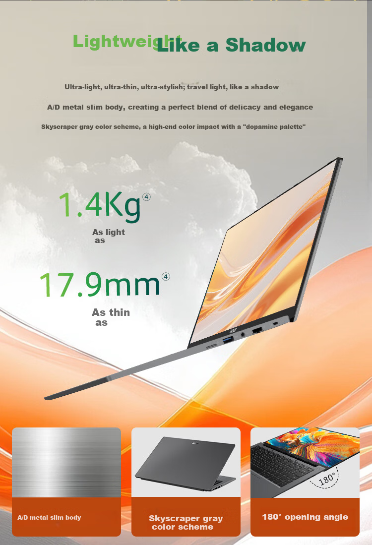 Acer MoWu Go R7-8745H 16GB 1TB 14-inch 2.2K Eye-care Display Business Laptop AMD Certified Expandable RAM and Storage 5