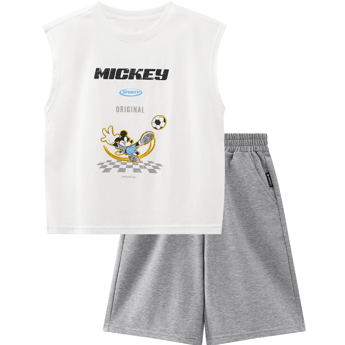 Disney Boys' Summer Basketball Sports Set Sleeveless Vest and Shorts Two-Piece Off-White 110