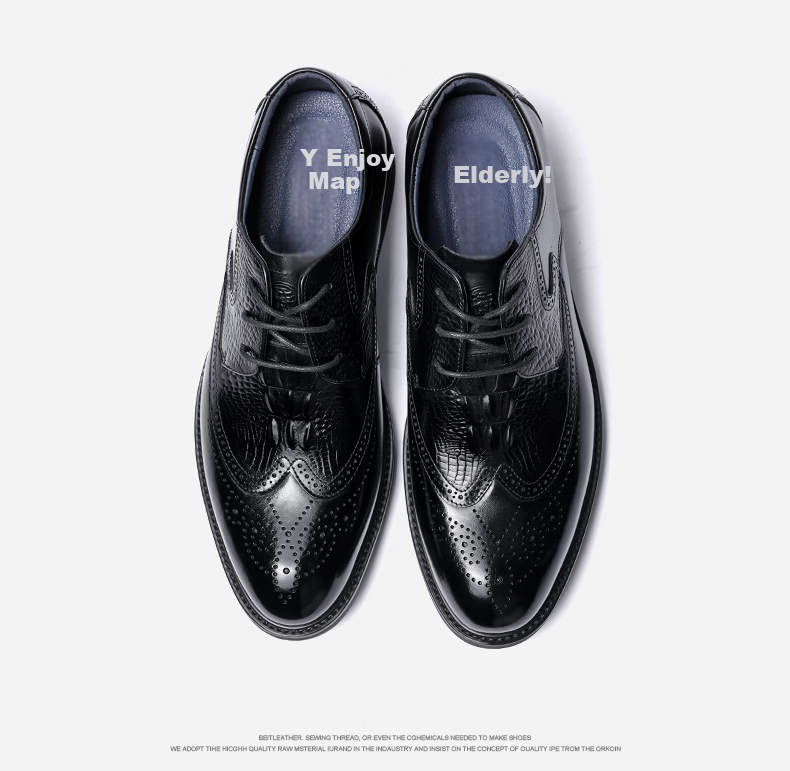 LAORENTOU Men's Business Dress Shoes First Layer Cowhide Non-Slip Brogue High-End Shoes 510409 Black Size 38 15