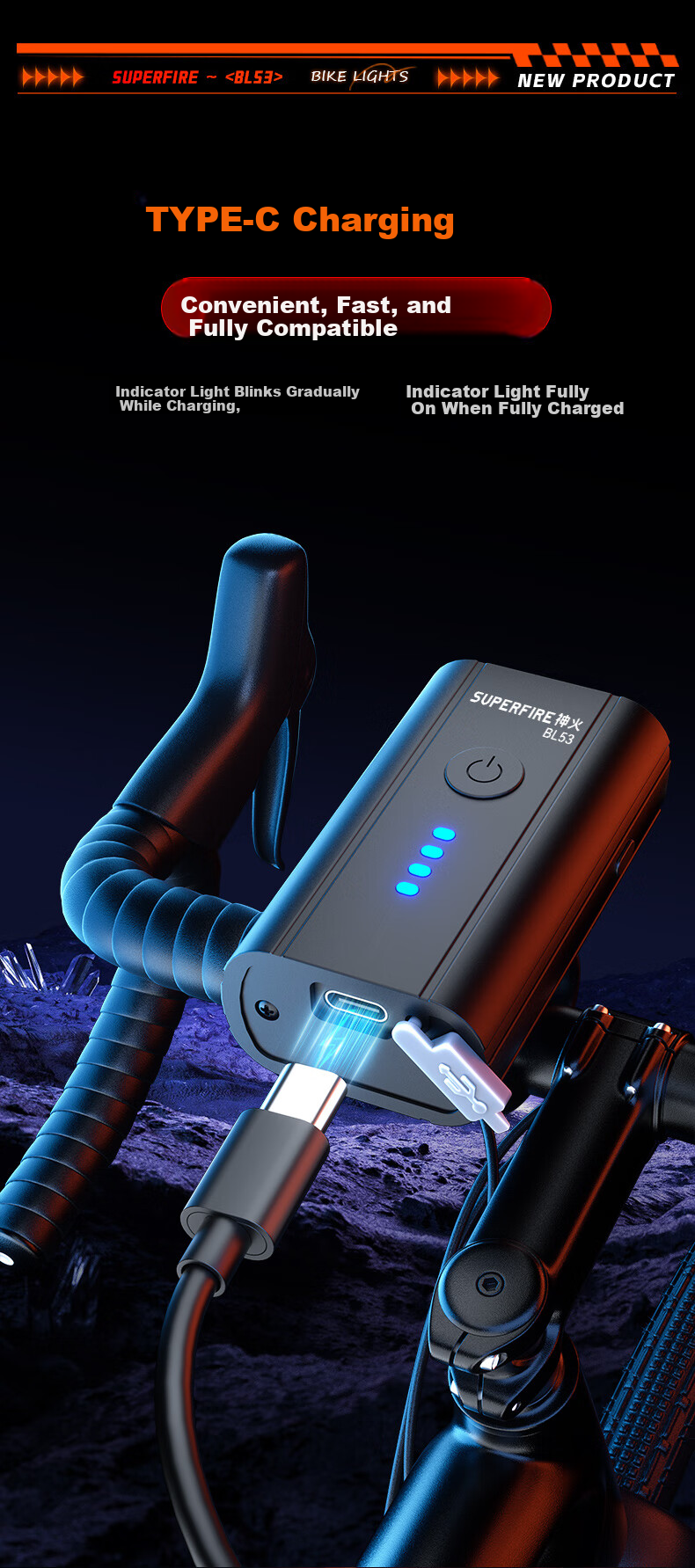 SupFire Bicycle Front Light Night Riding Equipment Flashlight Kids Mountain Bike Light High Brightness Lumen Waterproof 6