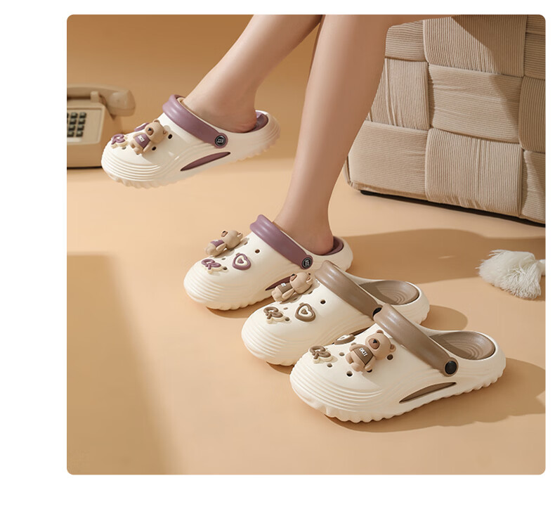 Cartelo Crocodile Cartoon Clog Sandals for Women, Two-Way Wear Beach Slippers, Model 1734, Khaki, Size 36-37 10