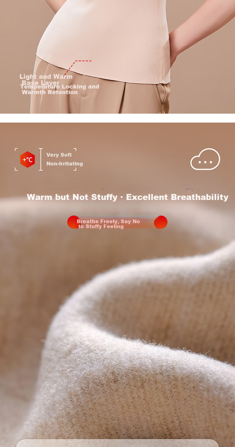 GUJIN Women's Thermal Vest with Chest Pad, Thickened Wool and Silk Autumn Winter Innerwear Sleeveless Top XL 9