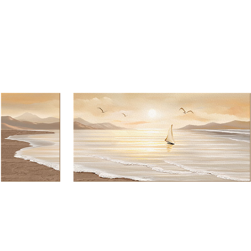 Long Time No See Cream Style Living Room Decorative Painting Smooth Sailing Landscape Sofa Background Wall Hanging Premium Sandstone Wall Art