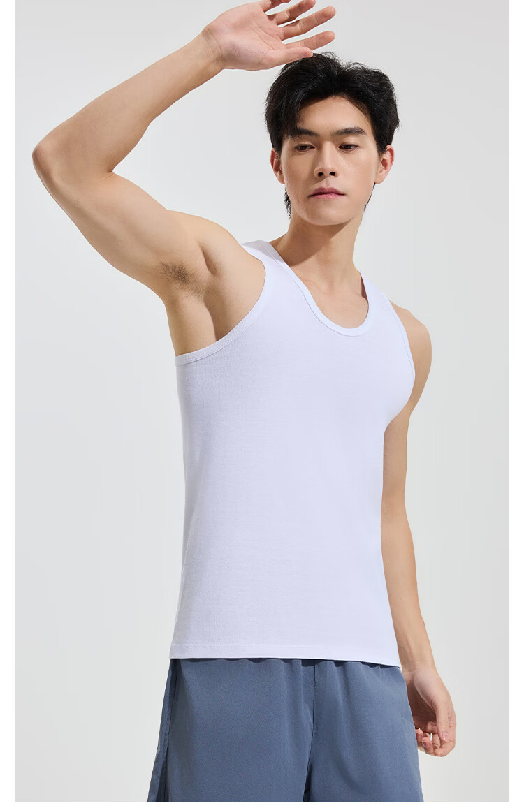 Dushiliren [2-Pack] Men's Tank Top, Pure Cotton Undershirt, Summer Thin Style, 100% Cotton, Sleeveless Sports Vest, 10A Antibacterial 19