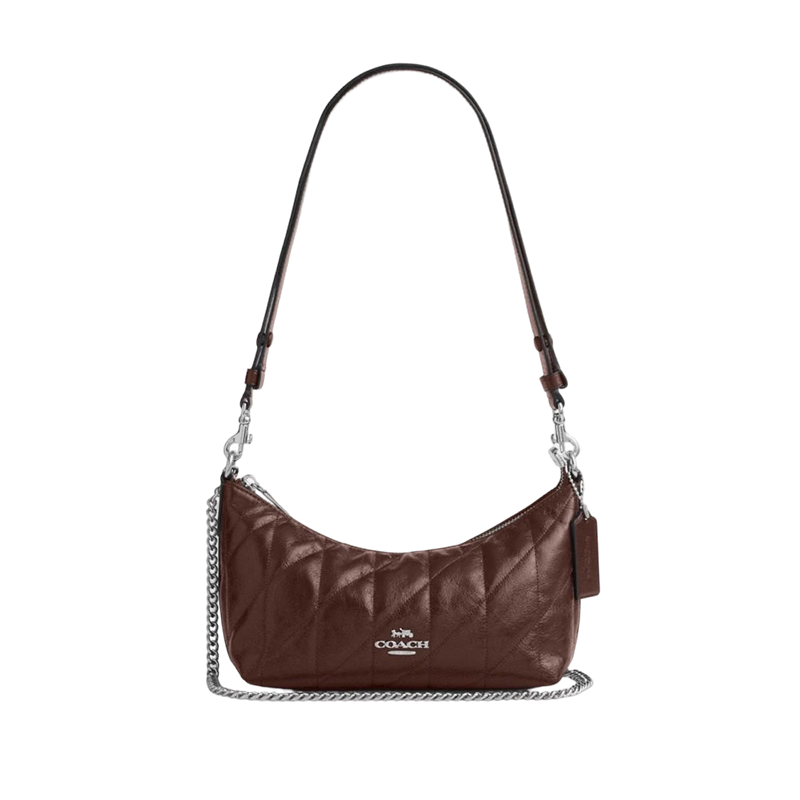 COACH Women's CAITLIN Quilted Detail Shoulder Crossbody Bag Maple Brown CDZ88