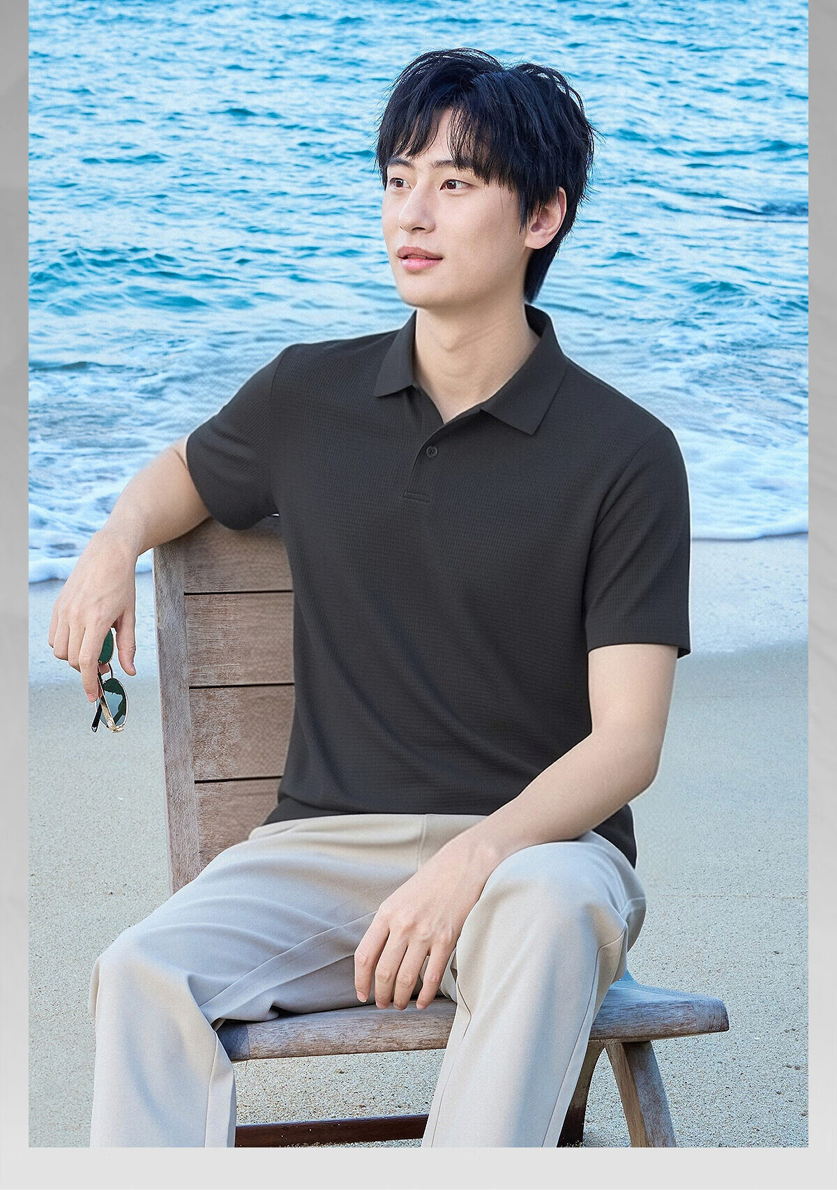 Hodo Men's Polo Shirt 2026 New Cool Texture Grid Stretch Short Sleeve Polo Shirt 2