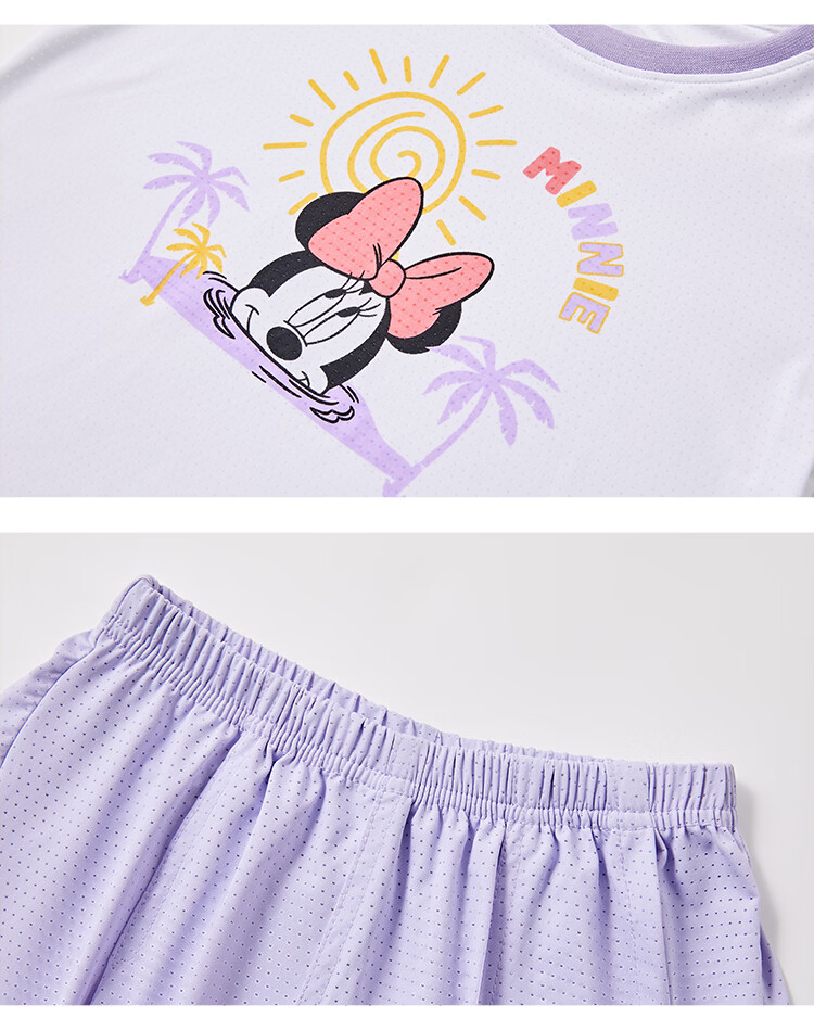 Disney Girls' Sports Set 2026 New Quick-Dry Short Sleeve Top and Shorts Summer Two-Piece Kids' Outfit 12