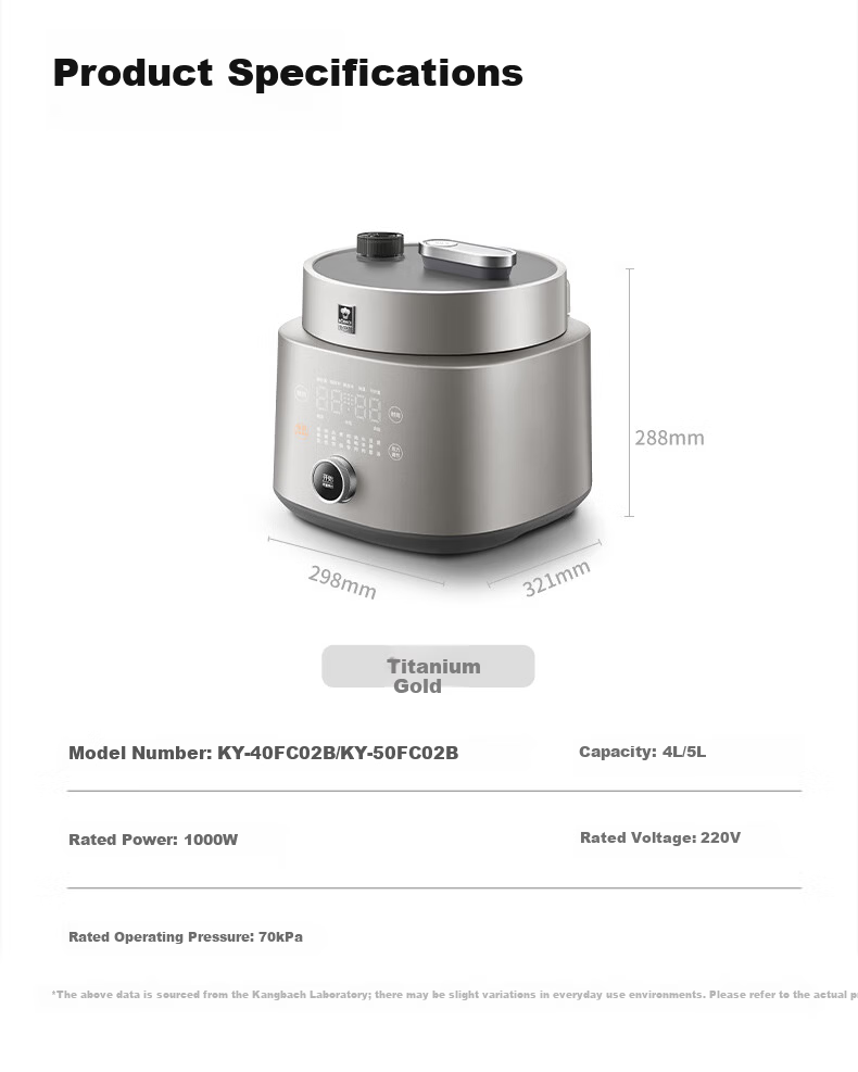 Kambach Pure Titanium Inner Pot Electric Pressure Cooker High-Pressure Rice Cooker Baby-Safe Smart Multi-Function Cooker Household Exhaust-Free Large Capacity 4-5L Soup Cooker 21