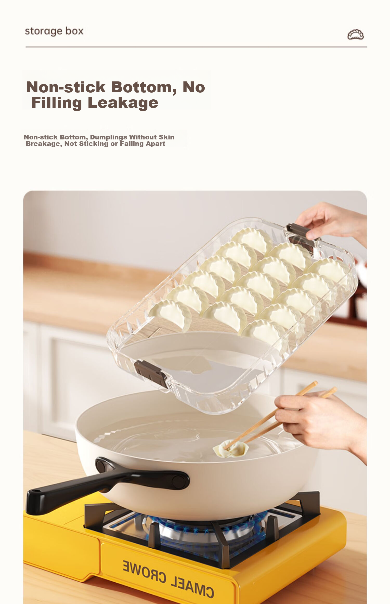 DOCOXO Dumpling Storage Box Food-Grade Dumpling and Wonton Fresh-Keeping Container Essential Kitchen Refrigerator Box [Two Layers One Lid] 12