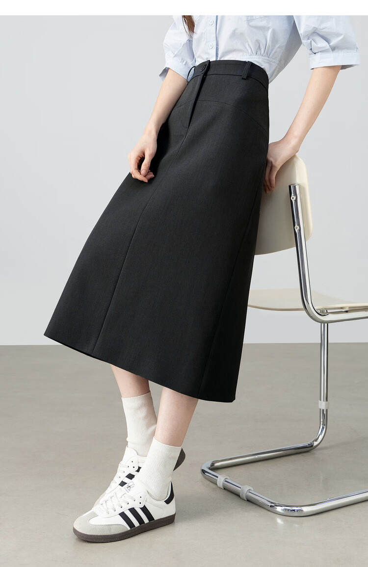 Shangdubila Intelligent Commuter Women's Spring Summer Curved Split Hem Slit Straight Suit Skirt High-End Mid-Length 18