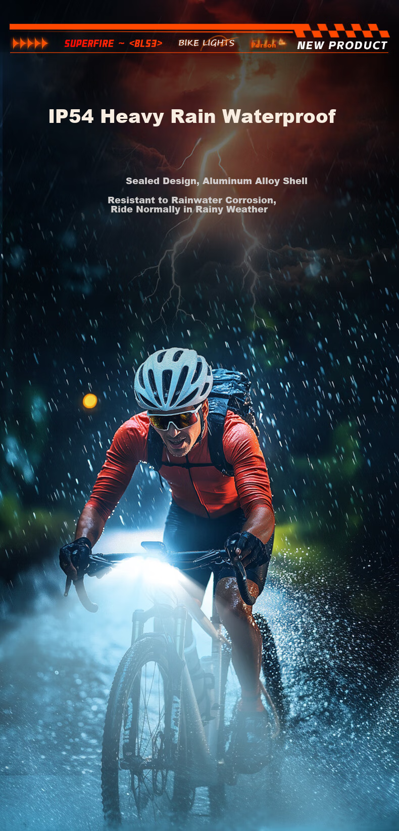SupFire Bicycle Front Light Night Riding Equipment Flashlight Kids Mountain Bike Light High Brightness Lumen Waterproof 7