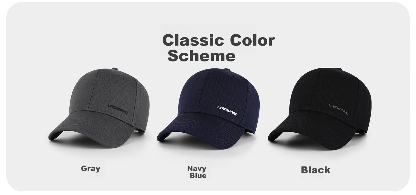LACKPARD Men's Outdoor Water-Repellent Baseball Cap Adjustable Elastic Large Head Black - Lightweight 2