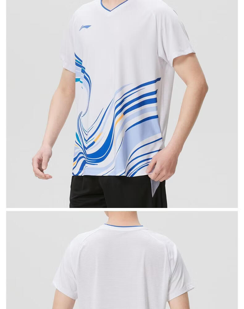 LI-NING Badminton Team Competition Training T-Shirt Unisex AAYW045-2 Standard White M 3