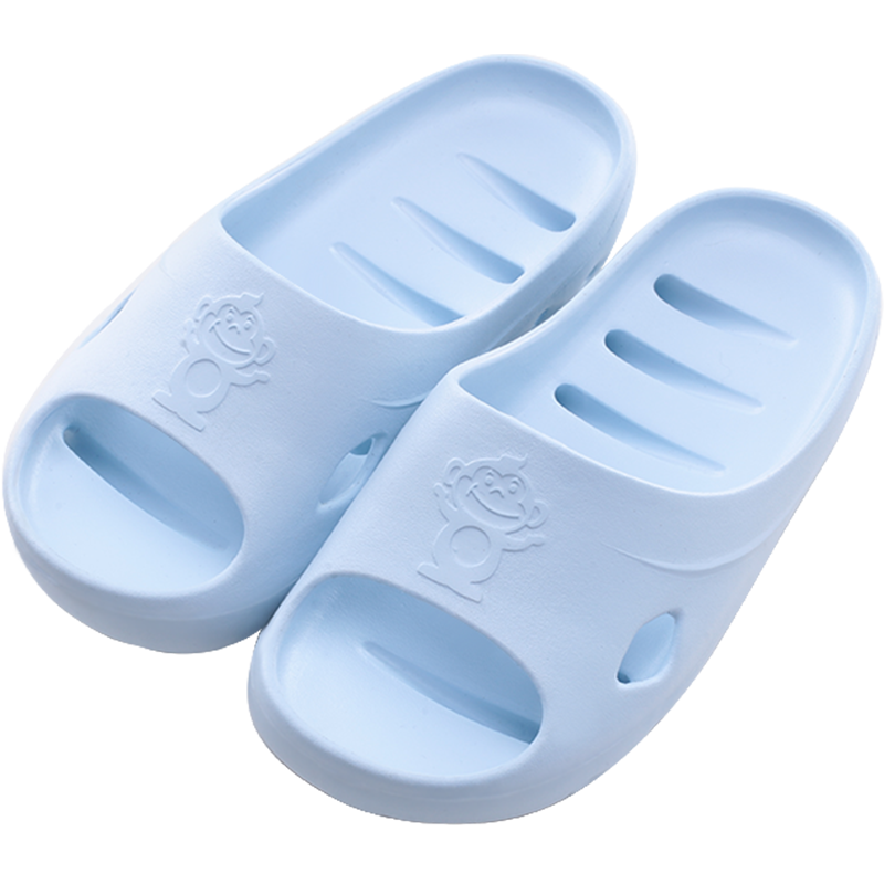BAIHOU Side-Spouting Slippers for Men, Women And Children, Breathable Bathroom Fish-Shaped Slippers for Summer Home Use, Light Blue Size 28-29