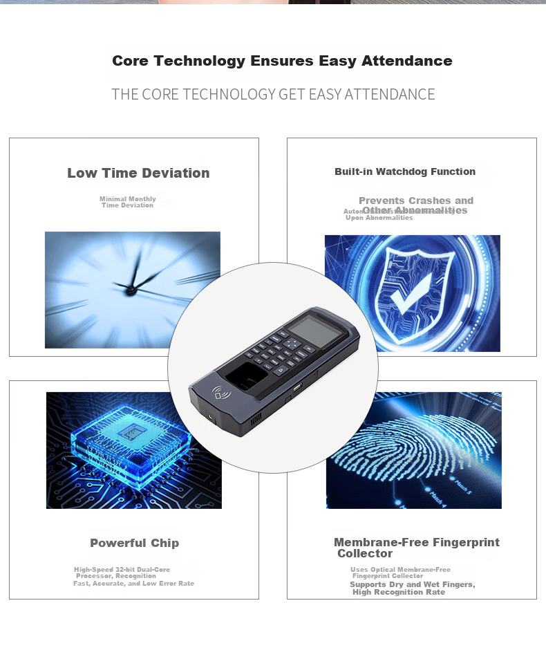Dongwei Fingerprint Attendance and Access Control All-in-One Machine Office Glass Door Fingerprint+Password+ID Card Access Control Fire Door Wooden Door Access Control Lock 5