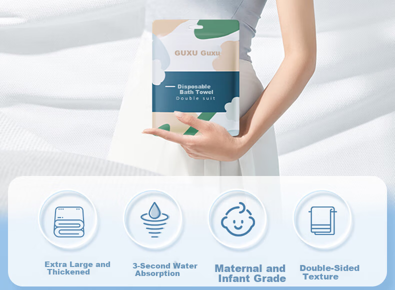 Guxu Disposable Bath Towel Individually Packaged Compressed Thickened Large Travel Portable Soft Bath Towel 3 Pieces 3