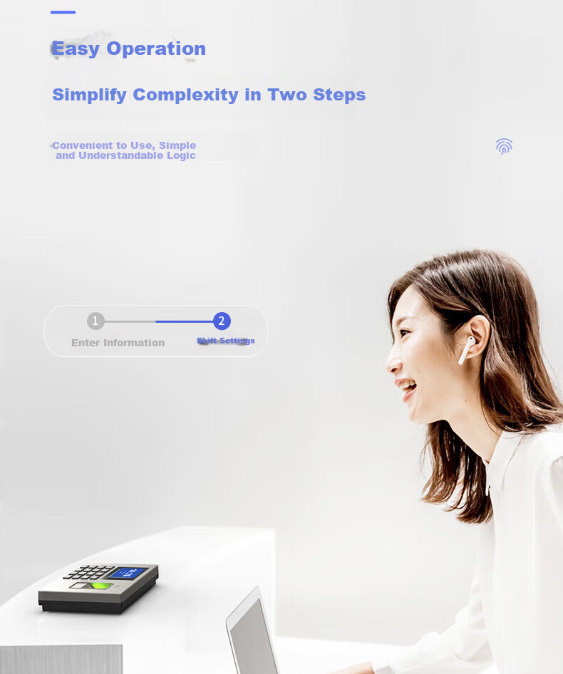 Deli AH100 Fingerprint Attendance Machine 1200 Prints 36 Departments Large Capacity Sensitive Optical Fingerprint Recognition TFT Color LCD 7
