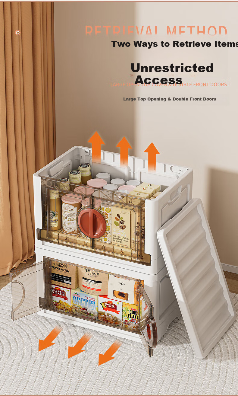 JEKO&JEKO Foldable Clothes Storage Box Toy Organizer Storage Bin Book Moving Packing Box Storage Cabinet Transparent Color 3
