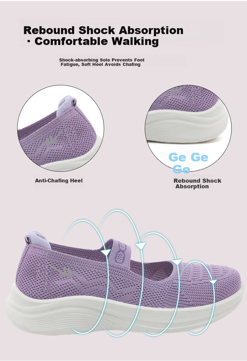 Warrior Mom Shoes Comfortable Walking Shoes Non-Slip Soft Sole Elderly Women's Sports Old Beijing Cloth Shoes 1505 Purple Size 36 3