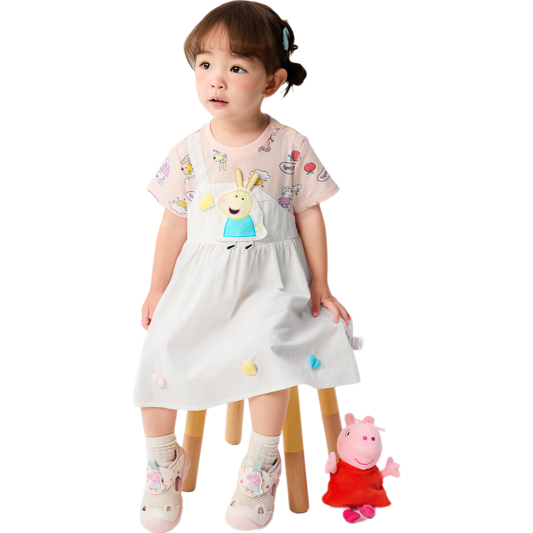 BALABALA [Peppa Pig Collaboration] Girls' Dress, Baby Girl Skirt, Children's Summer Clothing, Cute And Stylish, Skin-Friendly And Sweet