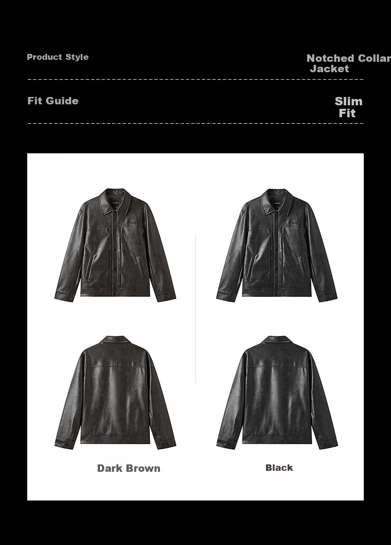 Gxgjeans Men's Vintage PU Leather American Simple Jacket Coat 25 Autumn New Black 180/XL 13