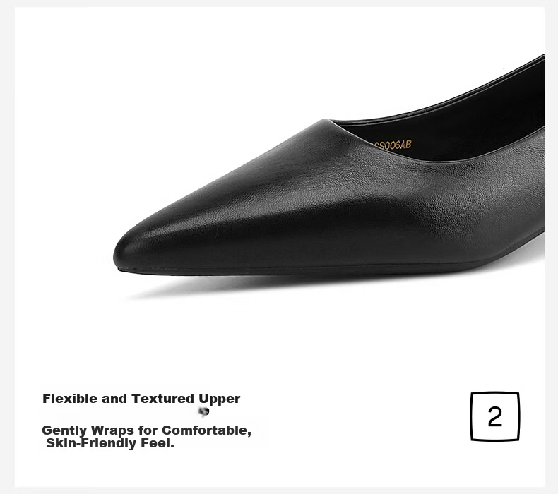 HLA Women's Single Shoes, Comfortable Heels for Commuting, Non-Slip Pointed Toe Leather Shoes, HDADXW1CCS006, Black, Size 38 12