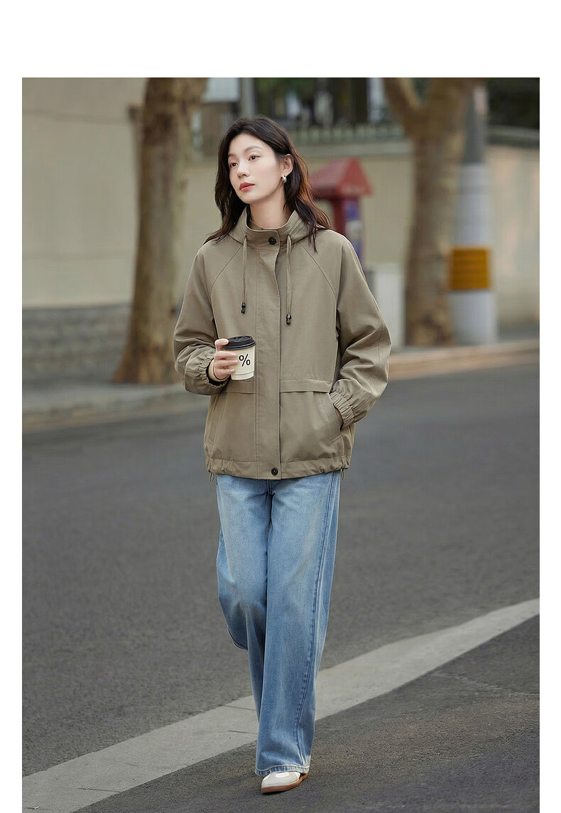 Demana [Cloud Oxygen Cotton Series] Autumn Drawstring Stand Collar Elastic Cuff Loose Slimming Trench Coat for Women Premium 3