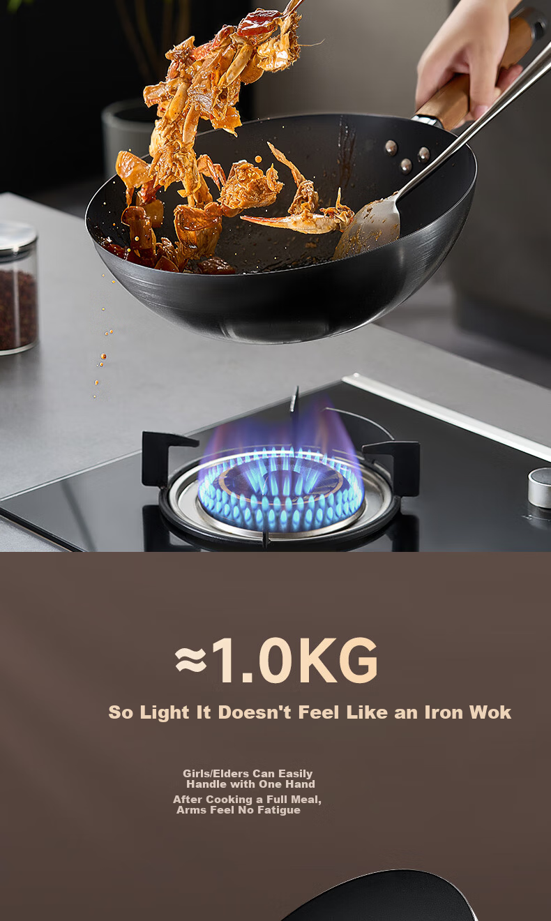 ASD Titanium Non-Stick Iron Wok 30cm Induction Cooker Compatible CF30T8Q 17