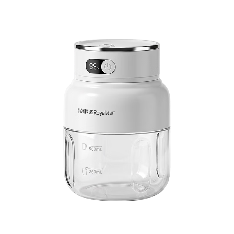 Royalstar Large Capacity Wireless Portable Juicer Multifunctional Juice Blender Tonton Bucket Ice Crushing Smoothie Milkshake Fruit and Vegetable Cup Digital Display Direct Drinking 800ML RZ-80PY1