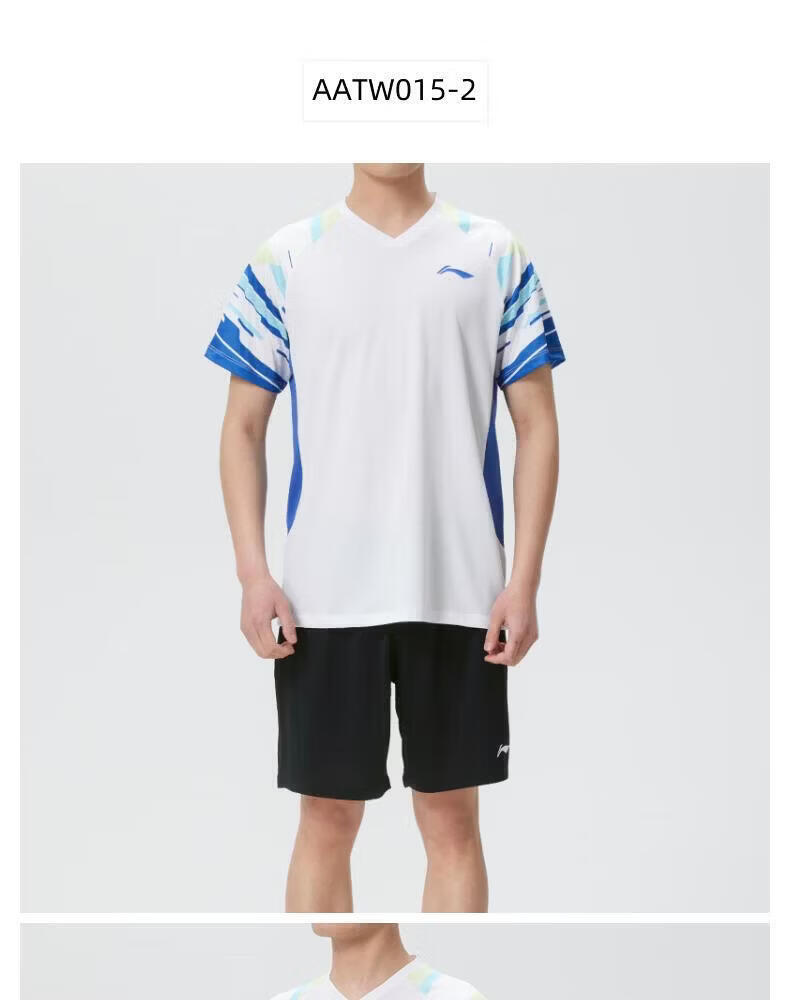LI-NING Badminton Match Set Sportswear Quick-Dry T-Shirt and Shorts Unisex AATW015-1 Black M 4