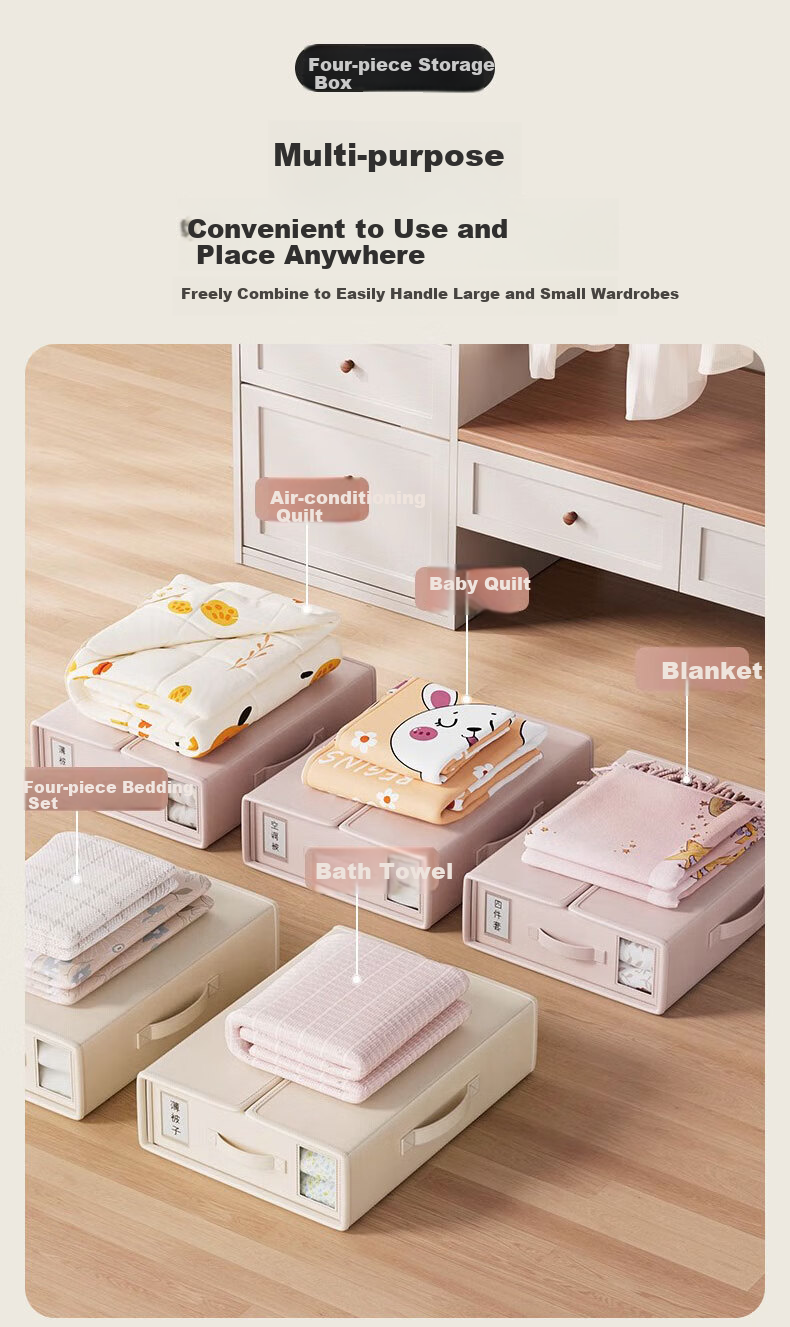 40,000 KM Wardrobe Bed Sheet Four-Piece Set Storage Bag Multifunctional Clothes Organizer Box Foldable Household Storage Box Tool 2