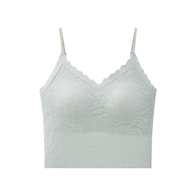 Audifine Lace Camisole Vest with Chest Pad Women's White Breathable Innerwear Base Layer Top Bra