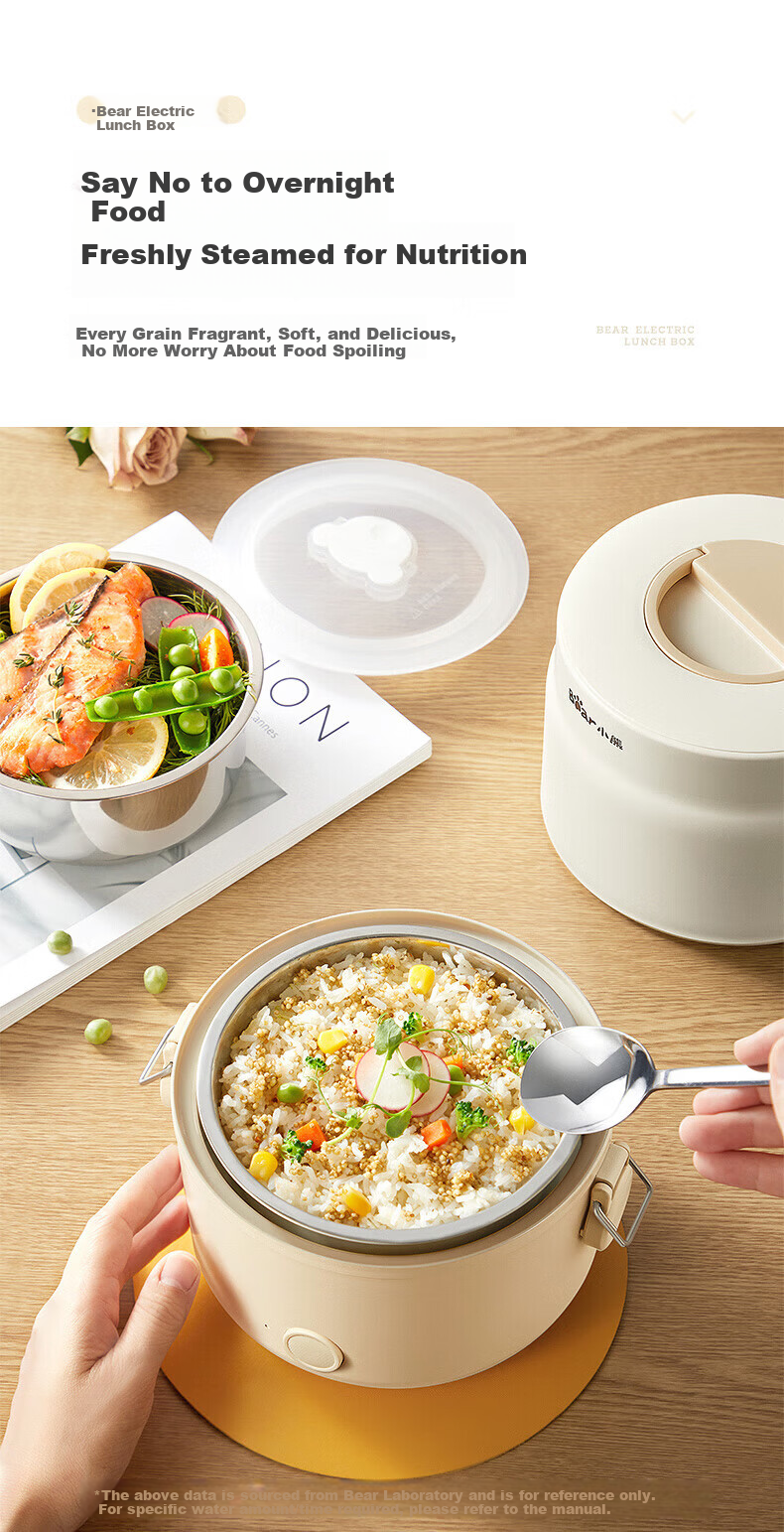 Bear Electric Lunch Box Portable Heated Lunch Box Insulated Double-Layer Stainless Steel Inner Container Sealed Fresh-Keeping Multifunctional 2L for Office Workers 11