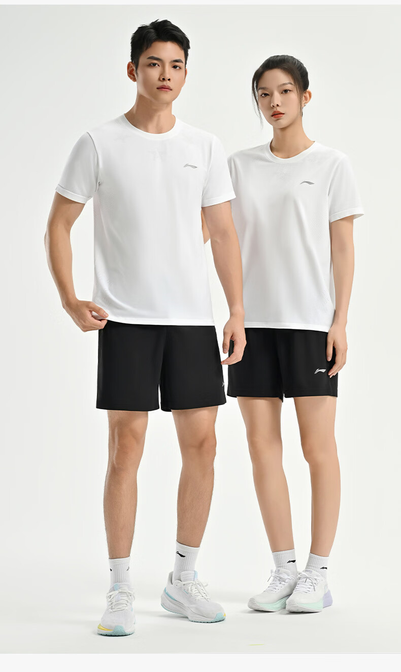 LI-NING Badminton Short Sleeve Set Unisex Two-Piece Competition Training Sportswear Team Uniform Standard White XL 4