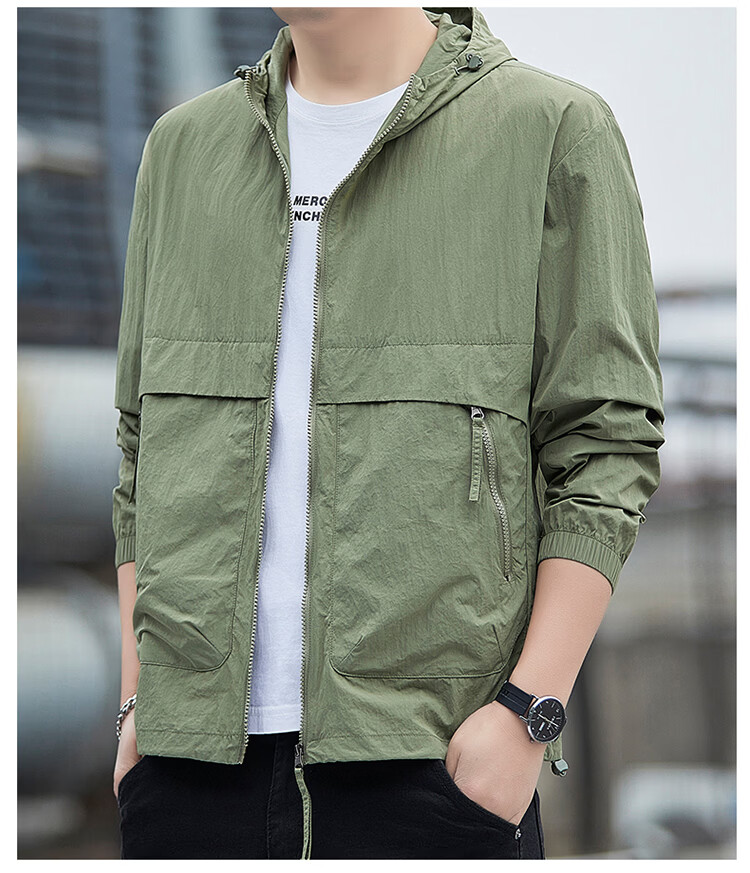ROMON Men's Summer Outdoor Water-Repellent Fishing Jacket Breathable Ice Silk Cooling Coat 2682 Light Gray XL 14