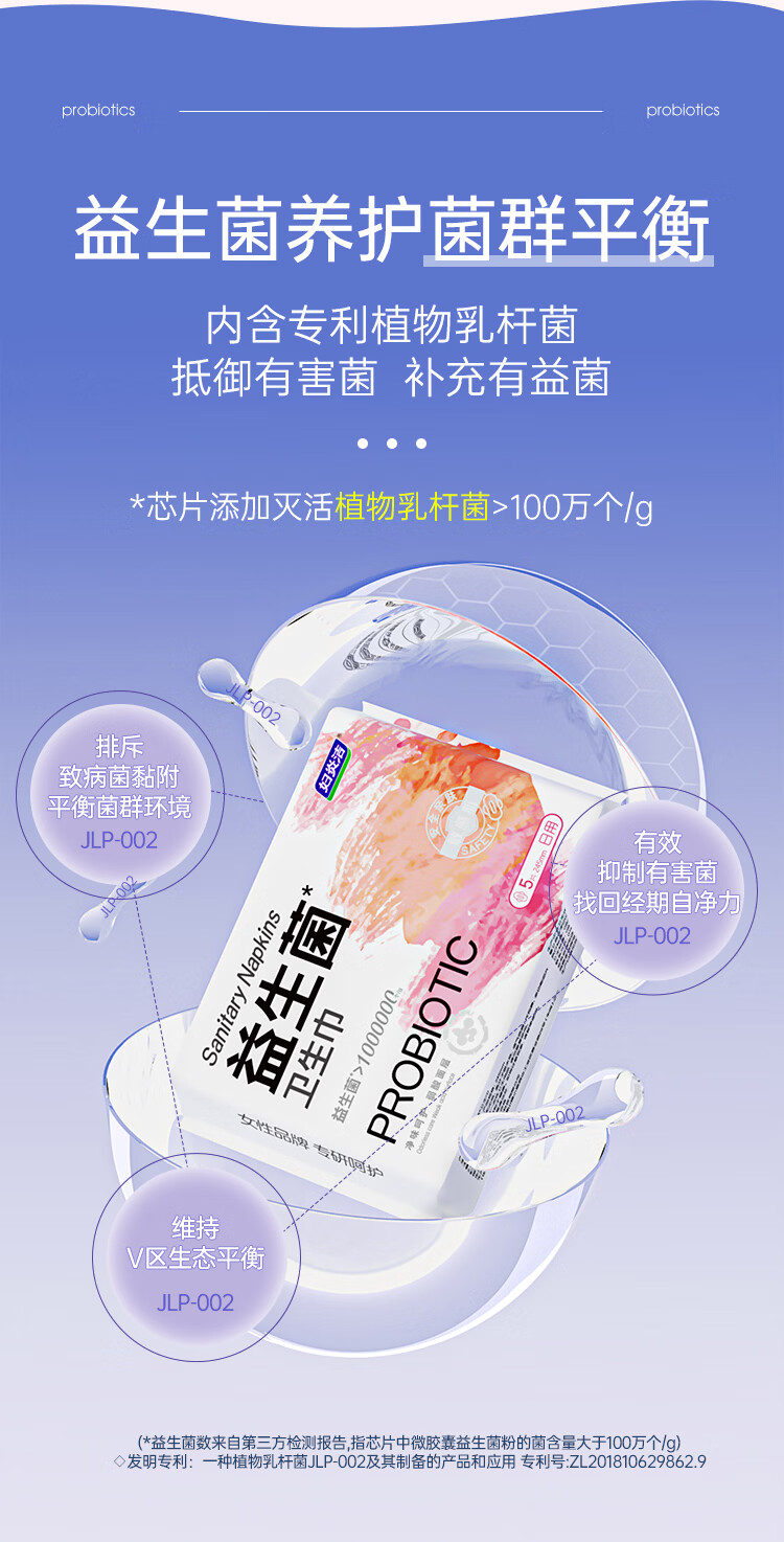 Fuyan Jie Probiotic Sanitary Pads Weak Acid Surface Balances Microbiota Suitable for Sensitive Skin 245mm 5pcs*3 Packs 4