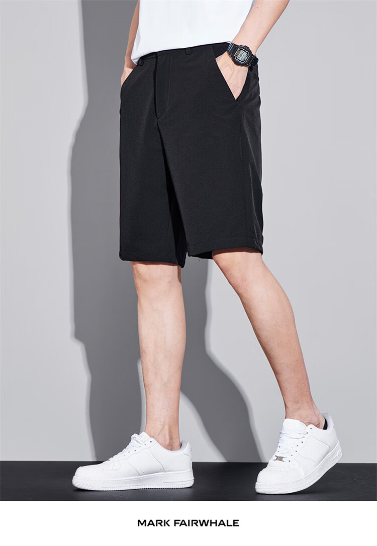MARK FAIRWHALE Men's Summer Thin Ice Silk Quick-Dry Loose Straight-Leg Casual Shorts Mid-Length Pants 22