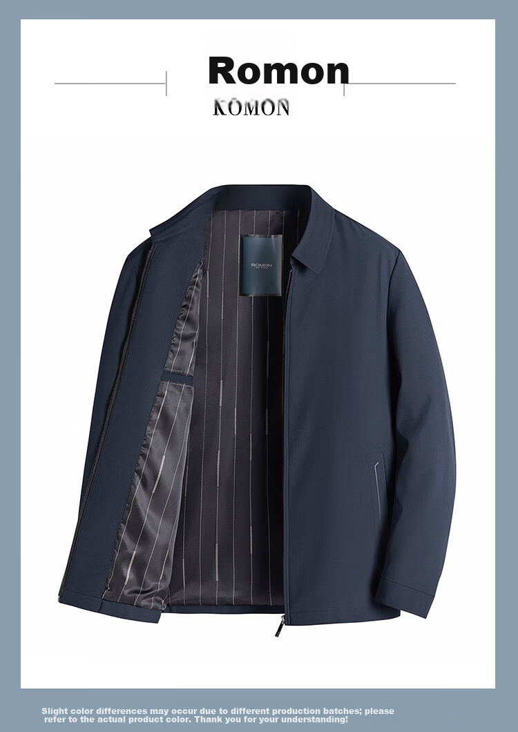 ROMON Men's Spring and Autumn Classic Executive Solid Color Business Casual Jacket LM1Z266H9528 1