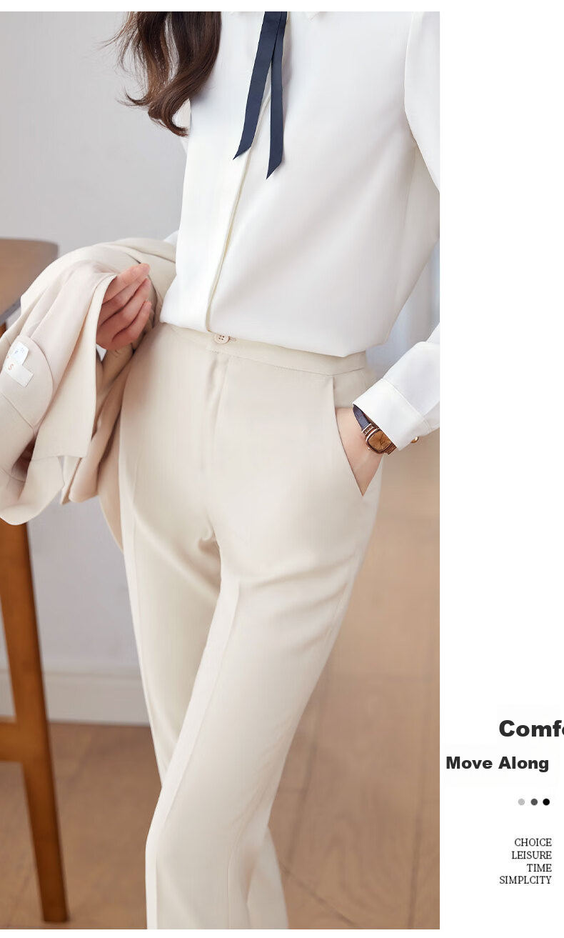 ROMON [Slimming Effect] Women's Dress Pants, Summer Business Casual Trousers for Commuting And Interviews, Breathable Long Pants in Navy Blue, Size S 9