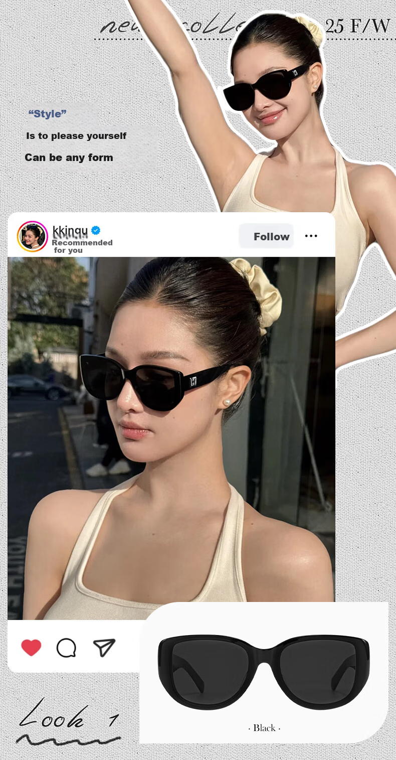 LOHO Cat Eye Sunglasses for Women Large Frame Wide Edge Square Round Face Slimming Retro UV Protection Driving Sunglasses Professional 7