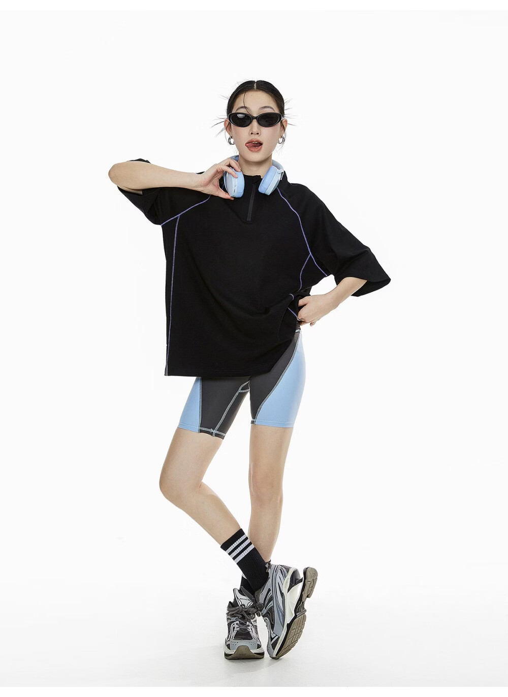 ICH MODE Women's American Style Outdoor Quick-Dry Cooling Short Sleeve T-Shirt Summer Loose Half Sleeve Zip Sports Top Advanced Gray S 20