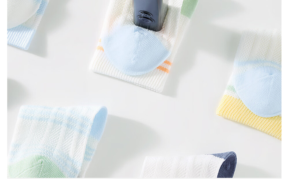 Betis Children's Socks 5-7 Years Summer Thin Cotton Class A Antibacterial Baby Mid-Calf Breathable Seamless Mesh Socks 25