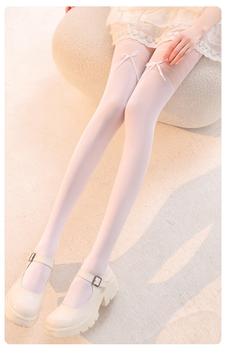 Langsha Pure Desire Sexy Sheer Pantyhose Women's Thin Tights Spring Summer Skin-Friendly Spliced Bowknot Base Stockings 10