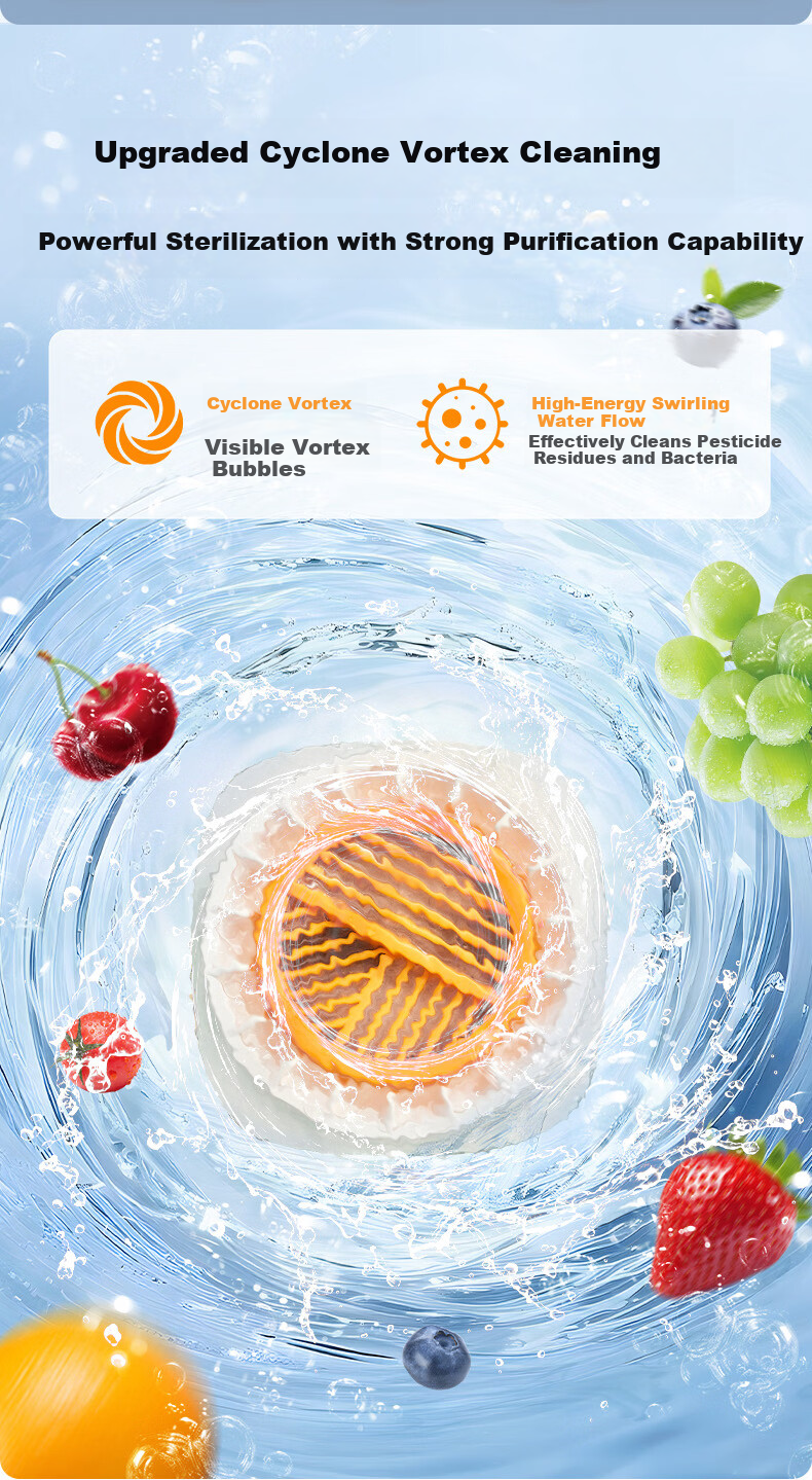 ASD Pure Titanium Fruit and Vegetable Washer, Small Purifier for Fruits, Vegetables, and Meat, Electrolytic Tablet, Long Battery Life, Wireless Charging, Pesticide Residue Removal, Heavy Metal Degrada 5