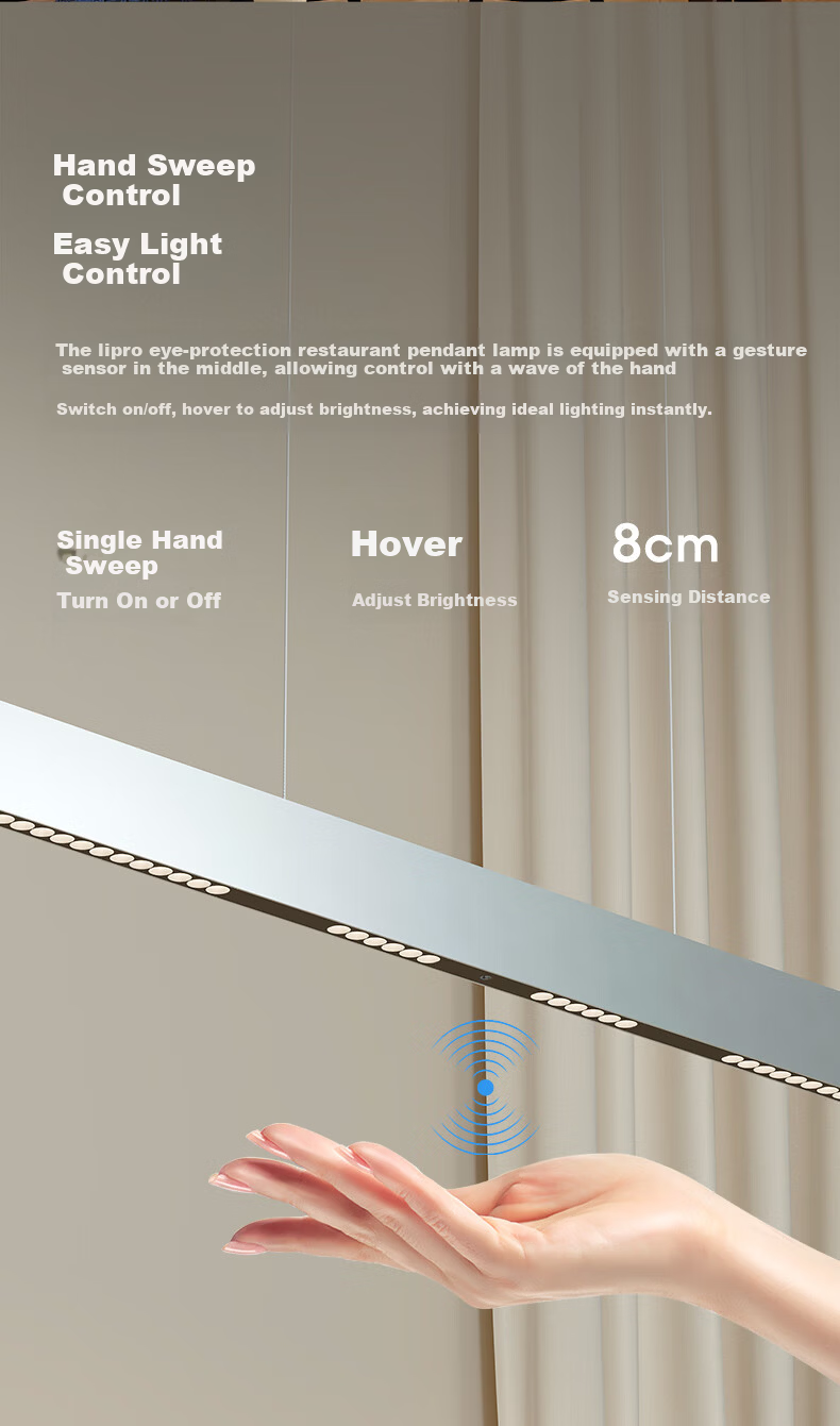 Lipro Eye-Care Restaurant Linear Pendant Light Modern Minimalist Smart Straight Bar Pendant Light Moonlight Silver 6