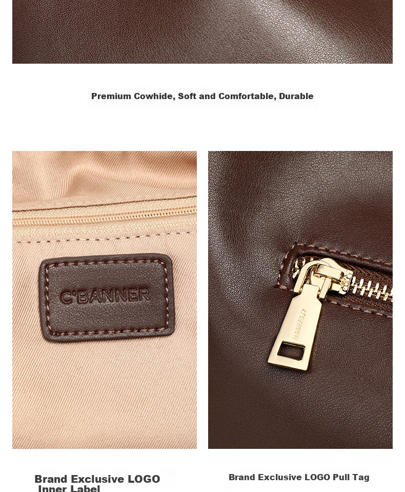 C.BANNER Genuine Leather Women's Shoulder Bag Crossbody Bag Lightweight Luxury Versatile Underarm Bag Birthday Gift for Girlfriend Wife 3