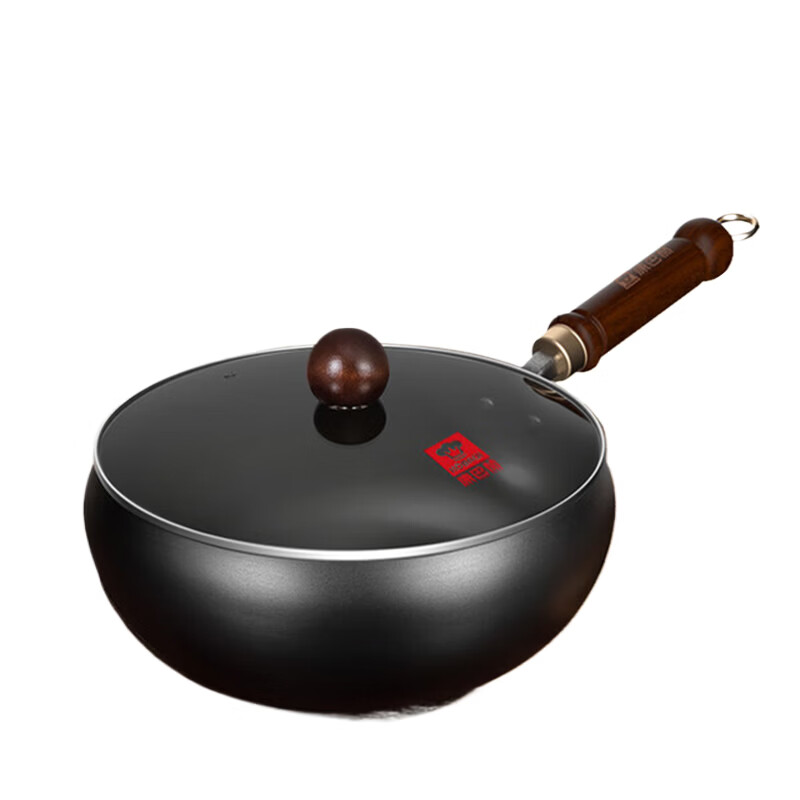 KOBACH Large Belly Cast Iron Uncoated Wok Household Small Stir-Fry Pan Induction Gas Stove Compatible LPB-C24JX 24cm